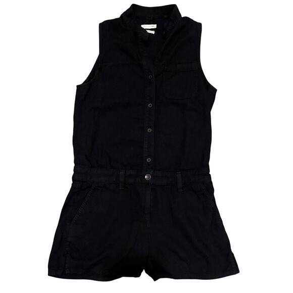 Rag & bone Womens Black Sleeveless Button Romper Back Cutout Chic Designer Small - Picture 2 of 12